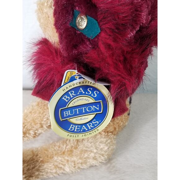 Ruby Brass Button Bears Teddy Bear 2004 Handcrafted 13" The Bear of Happiness - Picture 8 of 13